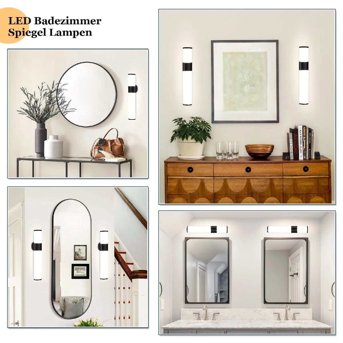 TYhogar Lampe Miroir LED Salle de Bain 80cm 3000K/4500K/6000K 3 réglages de température de couleur Murale Salle de Bain 180° Rotatif Applique Murale 1820LM 16W IP44 Intérieure Lampe pour Tableau