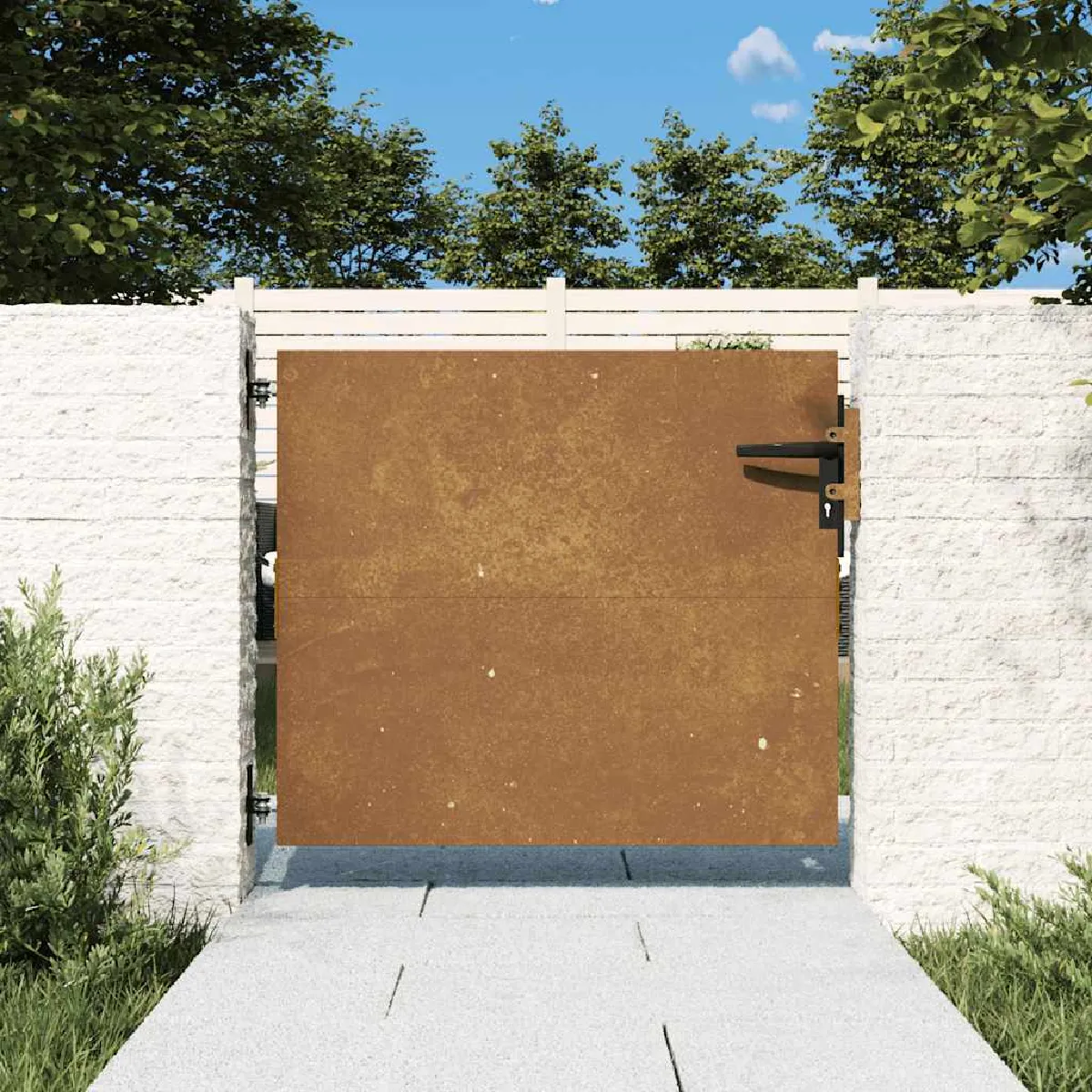 Vidaxl Portail jardin 85x100 cm - Acier Corten