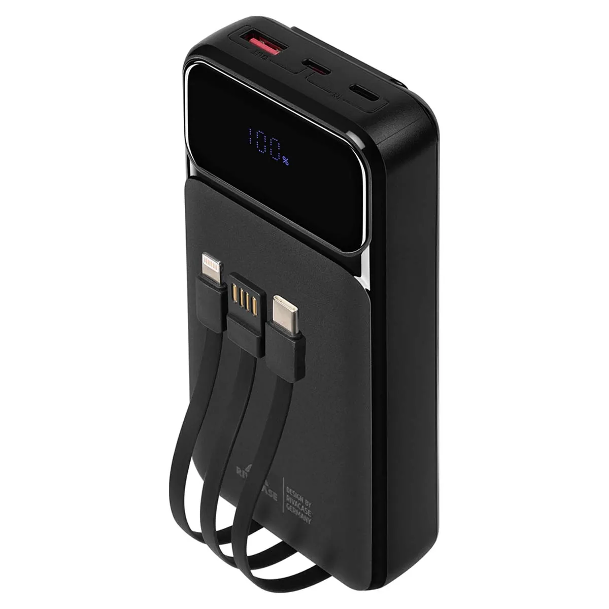 Rivacase Noir Powerbank Va2221 20000Mah Usb Qc Et Usb-C Pd 22.5W Avec 3 Câble