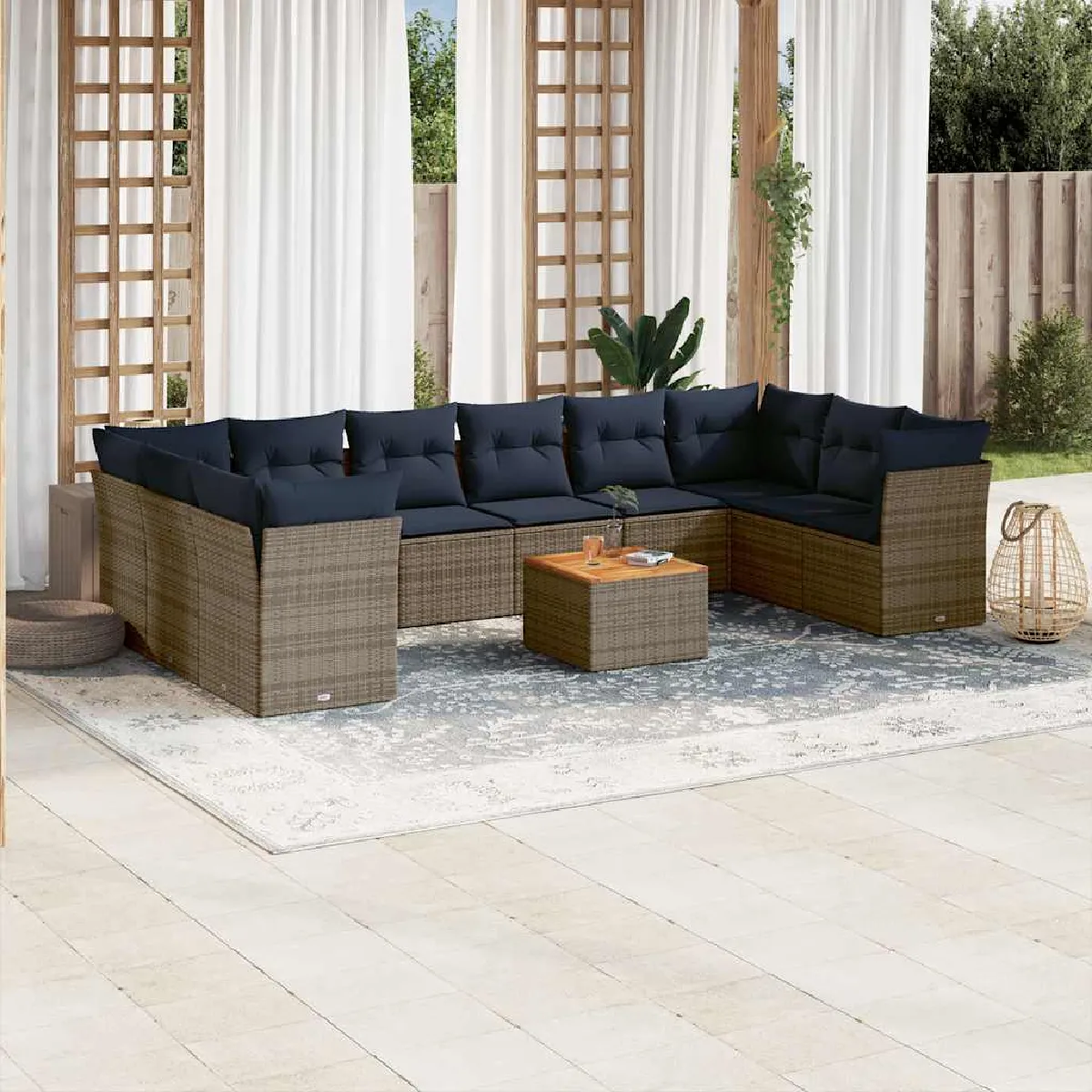 vidaXL Salon 11 pcs avec coussins Résine tressée - vue 3