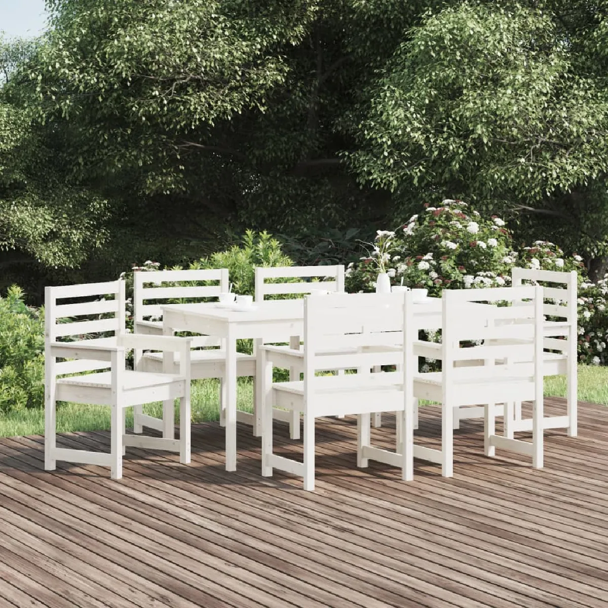 vidaXL Ensemble à manger Bois massif de pin 7 pcs