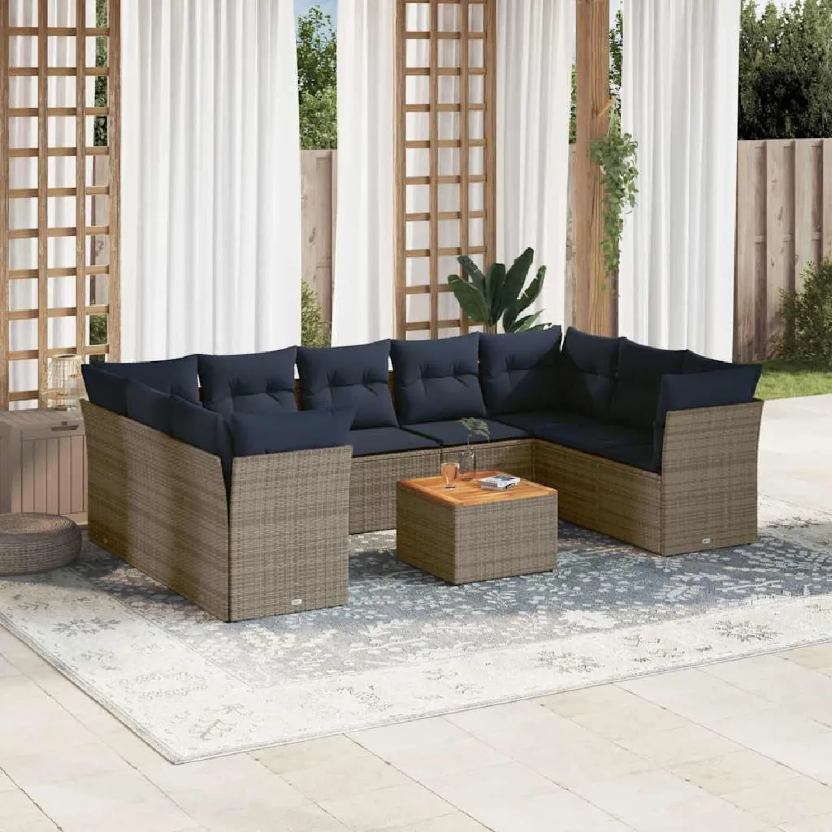 vidaXL Ensemble de salon de jardin 10 pcs - vue 2