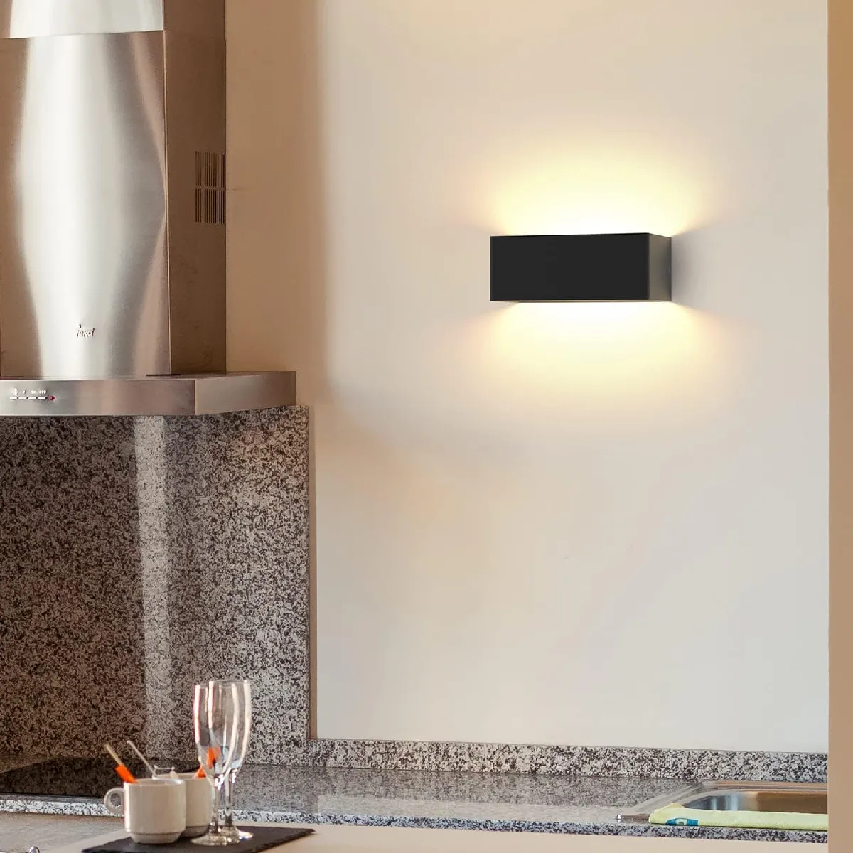 Applique Murale LED Moderne Dimmable - 3 Couleurs (3000K à 6500K) - Verre Et Bois - 20W