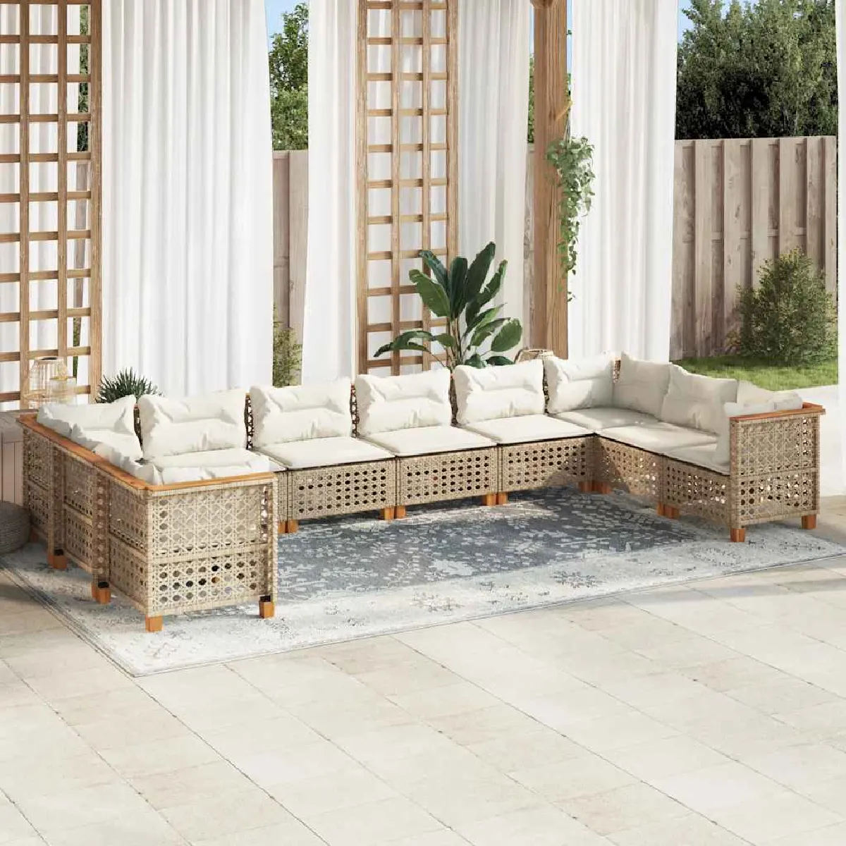 vidaXL Salon de jardin Résine tressée 10 pcs - vue 8