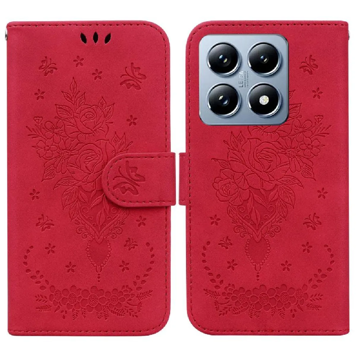 Générique Rouge Étui Portefeuille À Fentes Pour Cartes Xiaomi 14T 5G