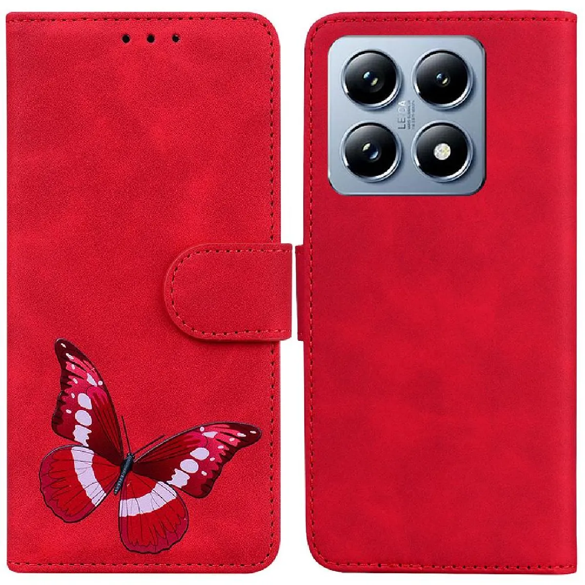 Générique Rouge Étui Portefeuille À Emplacements Pour Cartes Xiaomi 14T 5G
