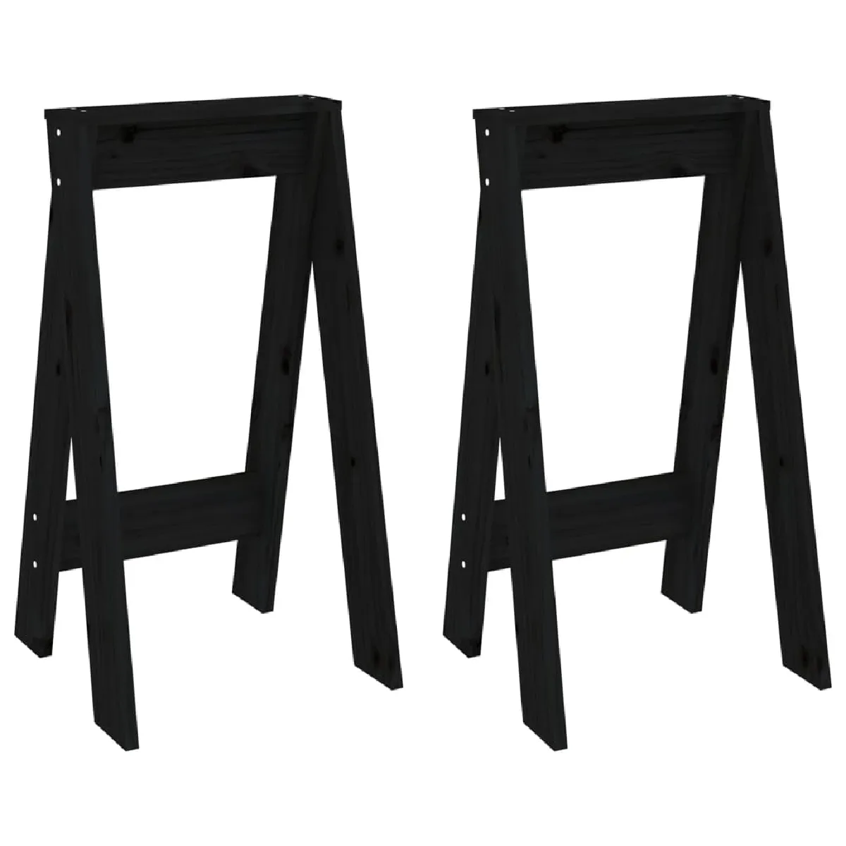 Decoshop26 Lot de 2 tabourets de bar en bois - Noir