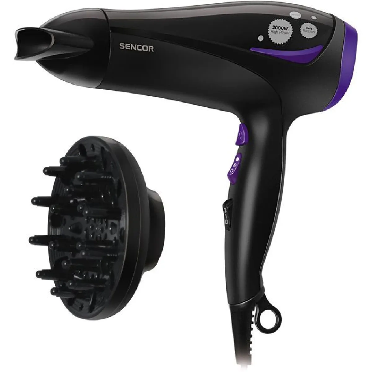 Sèche-cheveux Ionique Sencor SHD 108VT 2200W 3 Températures 2 Vitesses Diffuseur Noir - Image 5