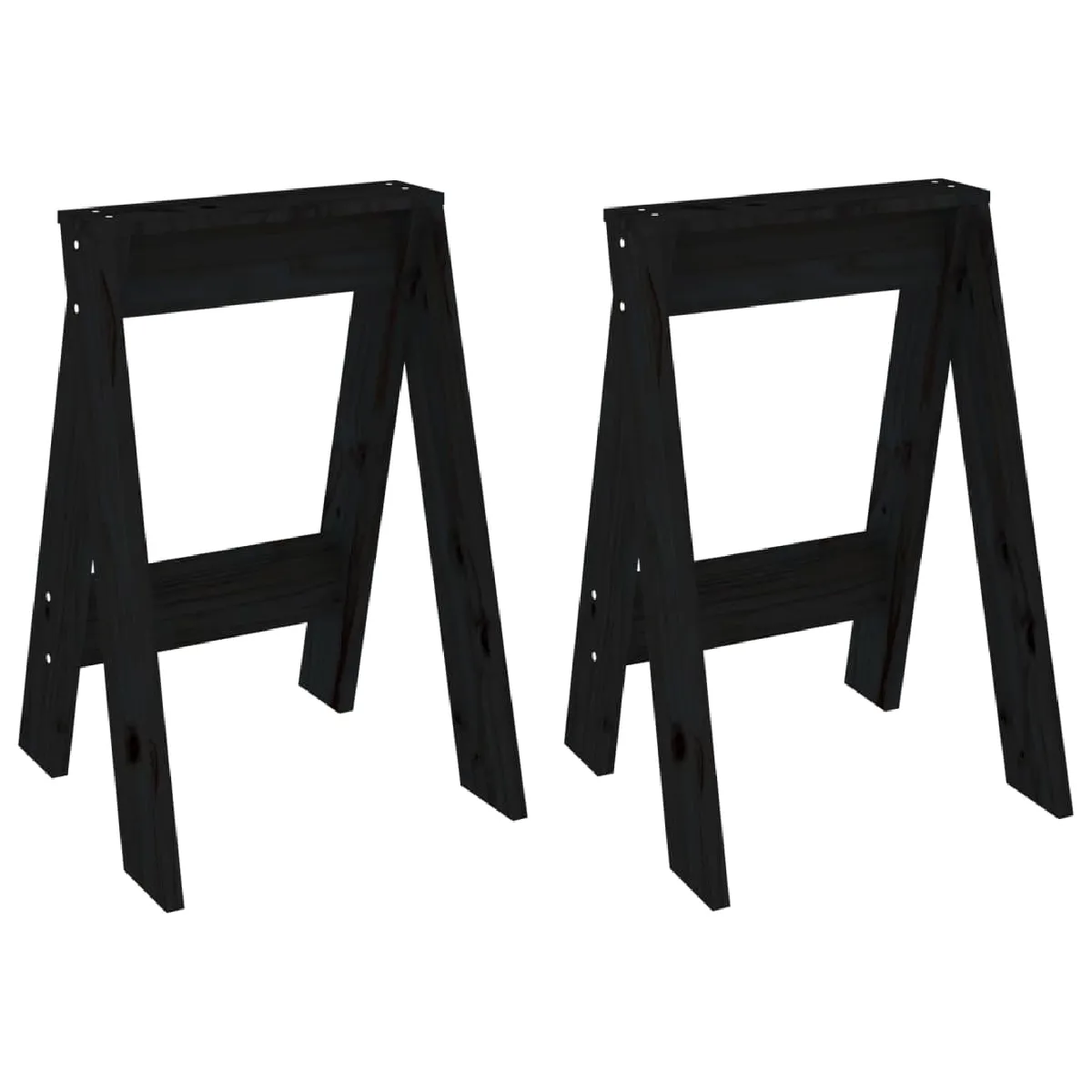 Decoshop26 lot de 2 tabourets de bar en pin massif - Noir