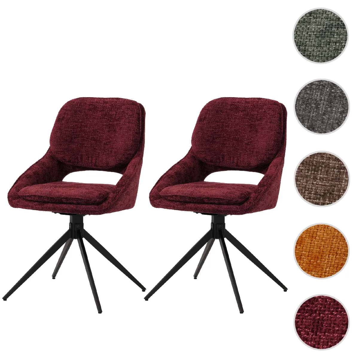 Mendler Chaises HWC-N73 Bordeaux - Lot de 2