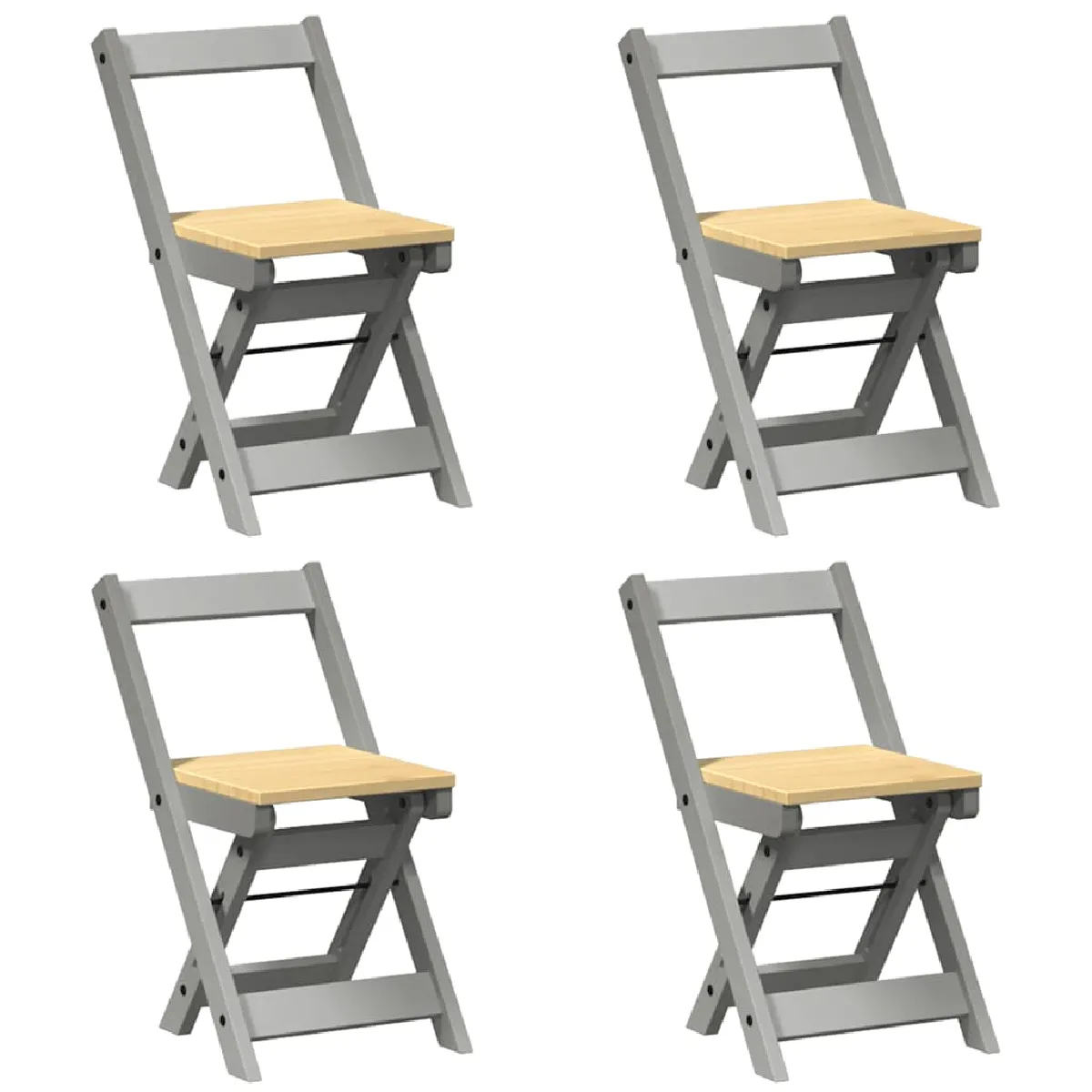 Decoshop26 Tabourets bois de pin - Gris
