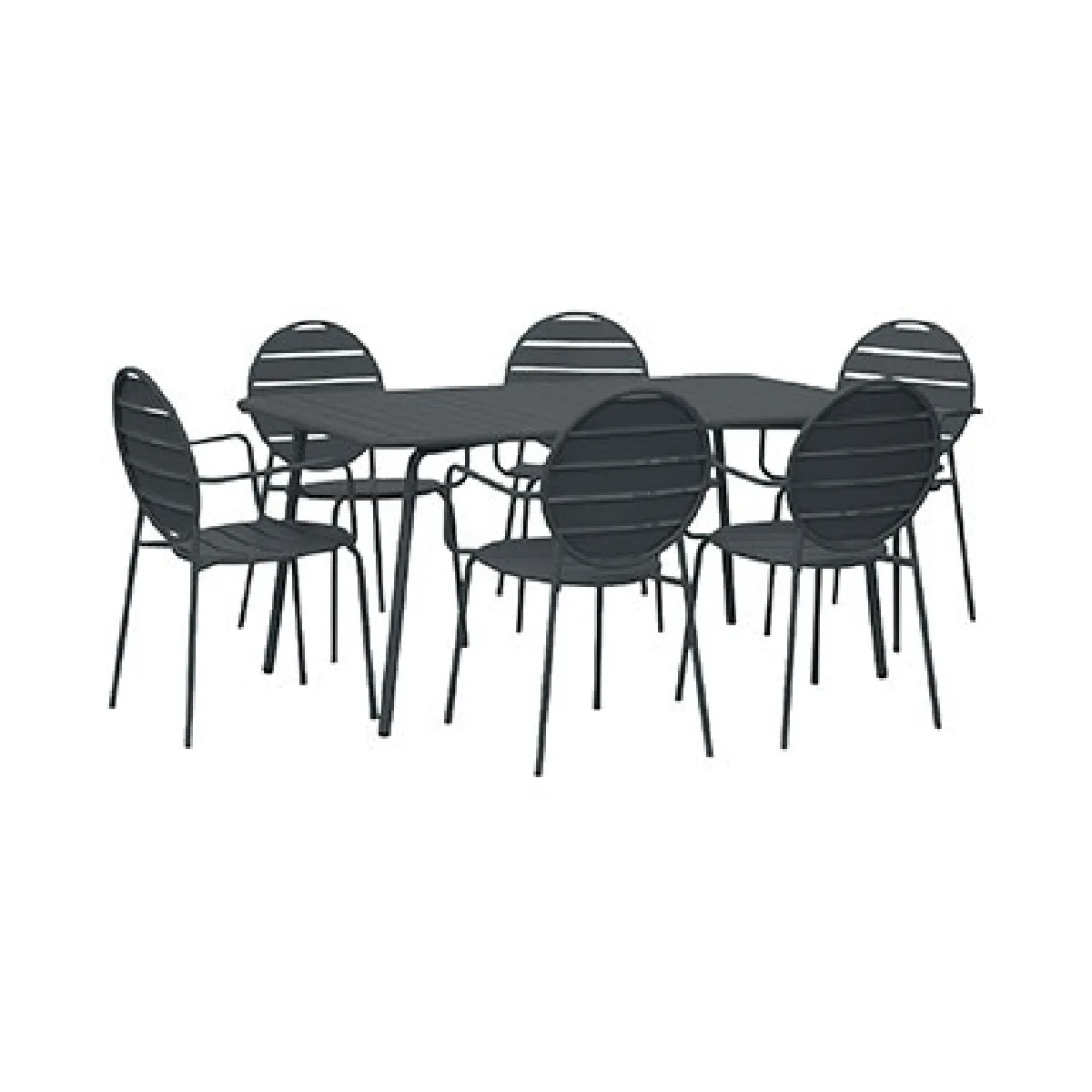 Mes Salon de jardin table + 6 fauteuils - Gris