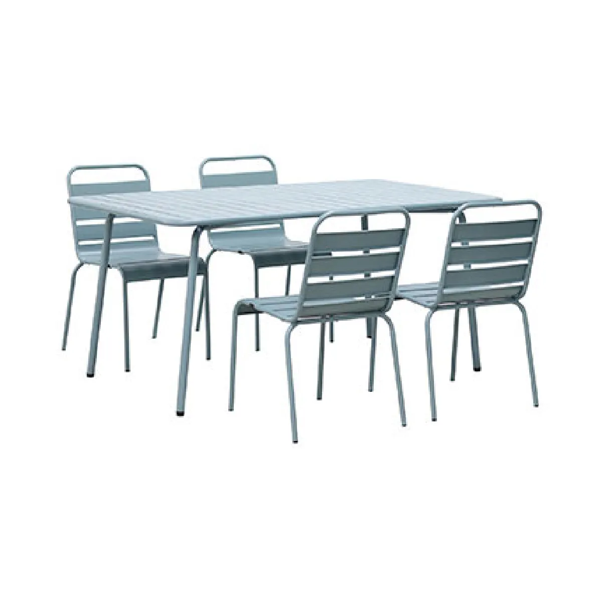 Ensemble Table de Jardin + 4 Chaises BACA - Bleu Gris
