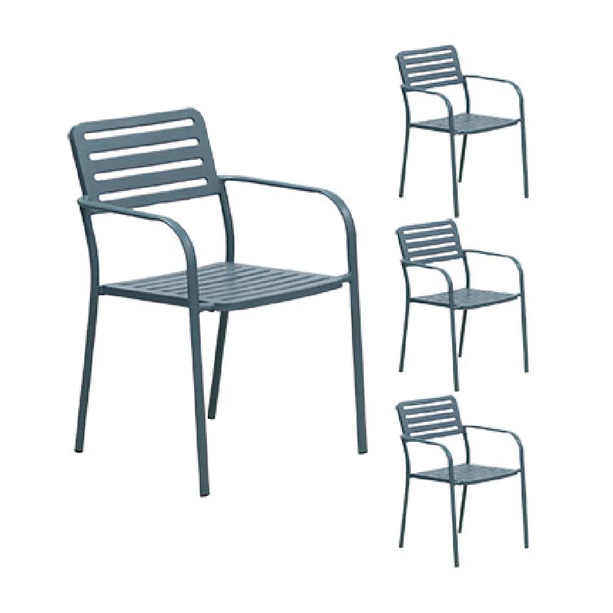 Mes lot de 4 fauteuils de jardin - Bleu gris