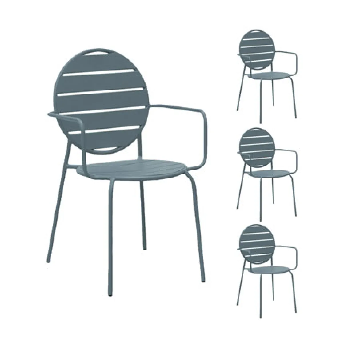 Mes Lot de 4 fauteuils de jardin - Bleu gris