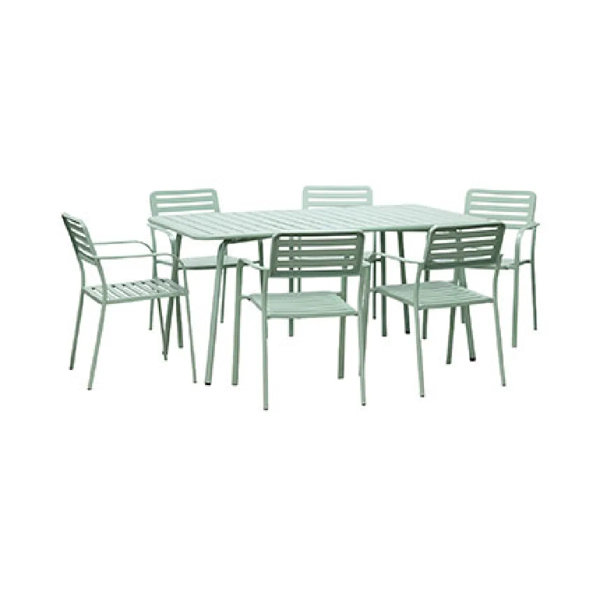 Table de jardin + 6 fauteuils empilables BACA - Vert