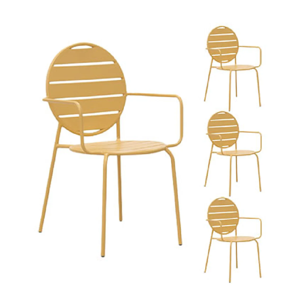 Mes lot de 4 fauteuils de jardin - Jaune moutarde