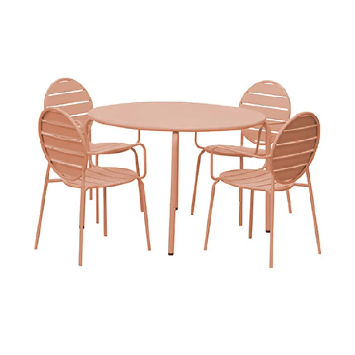 Mes Ensemble table et 4 fauteuils de jardin - Terracotta