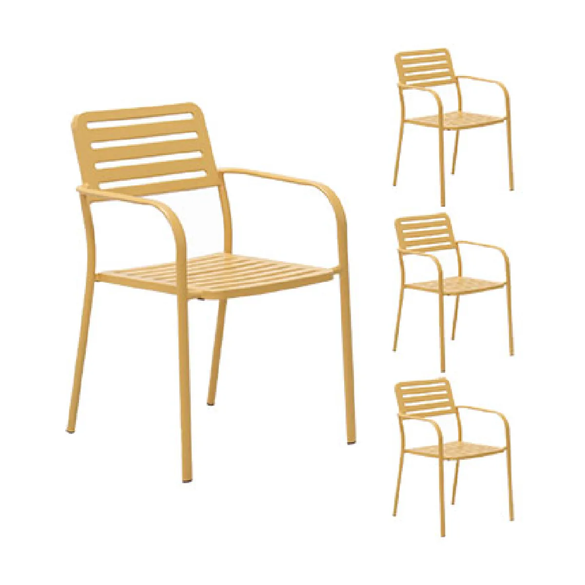 Mes Lot de 4 fauteuils de jardin - Jaune moutarde