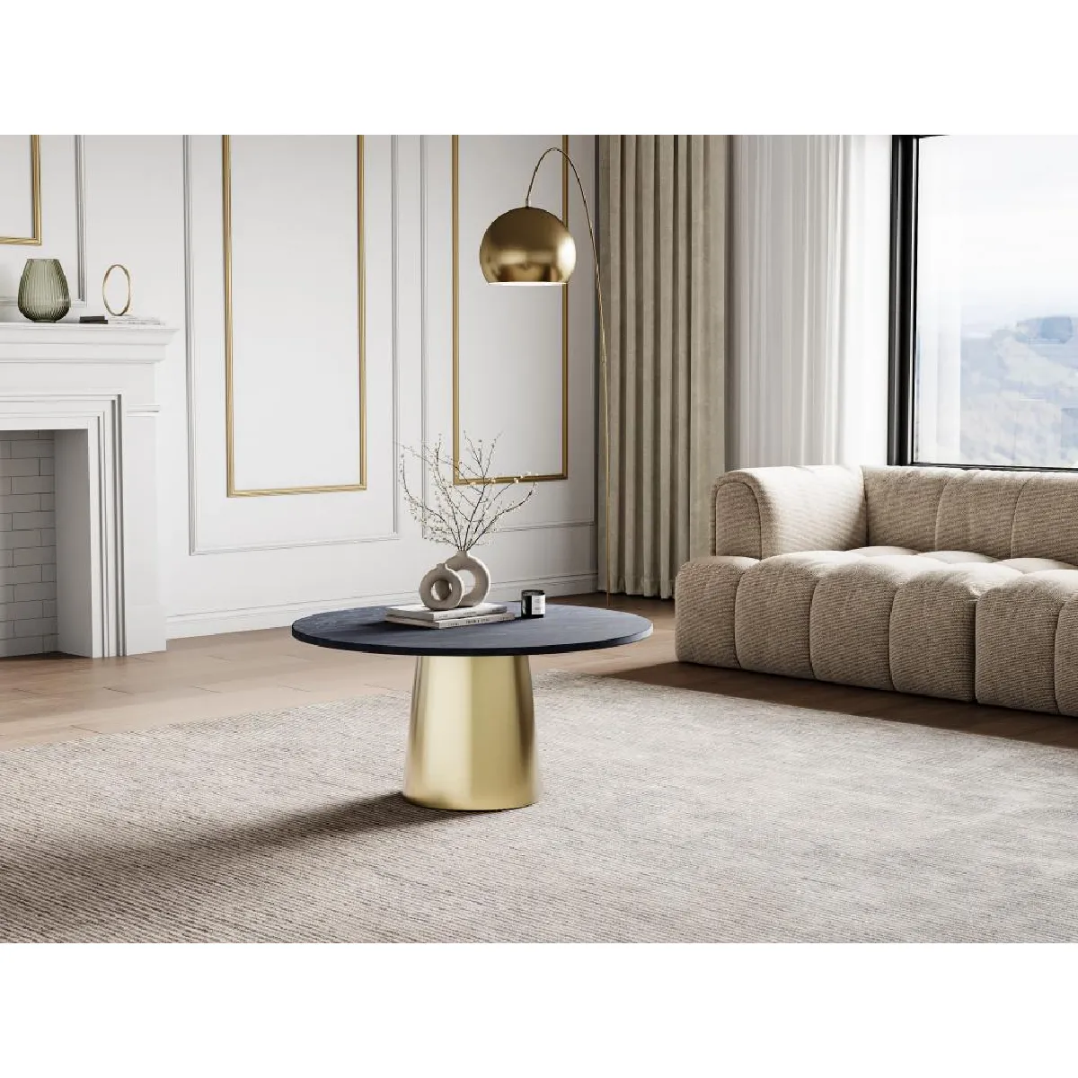 Comparer les prix de Vente-Unique Table DESIORA Marbre Noir et Doré