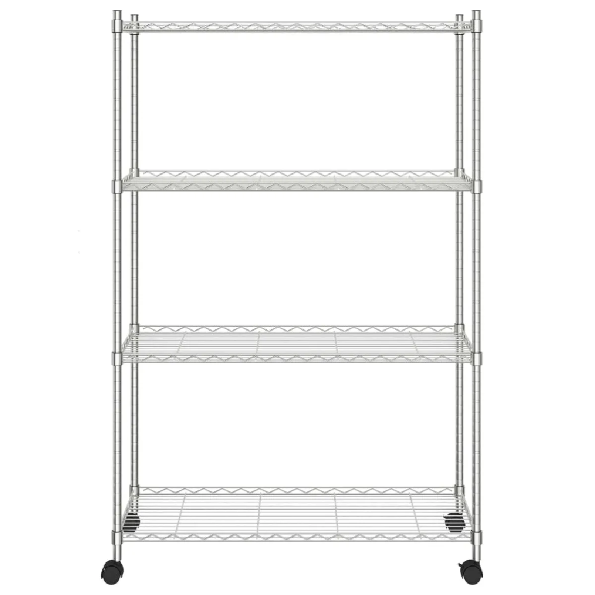 Helloshop26 Étagère de rangement 4 niveaux sur roulettes - Argent