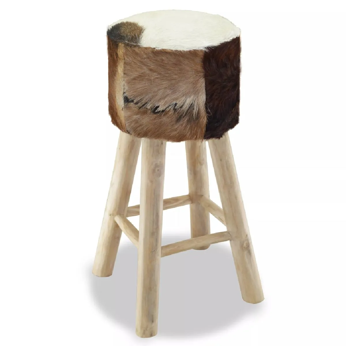 Helloshop26 Tabouret de bar cuir teck - Beige