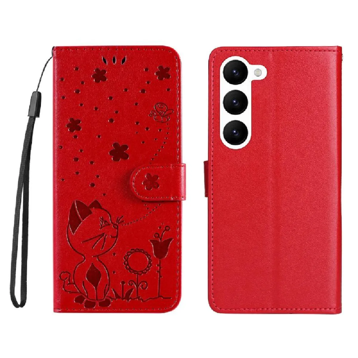 Générique Rouge Étui En Similicuir À Fente Pour Carte Samsung Galaxy S23