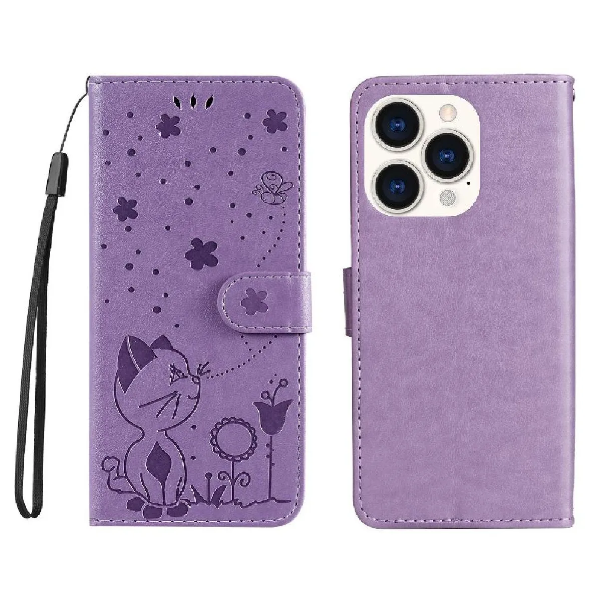 Générique Violet Étui En Similicuir Avec Fente Pour Carte Apple Iphone 14 Pro