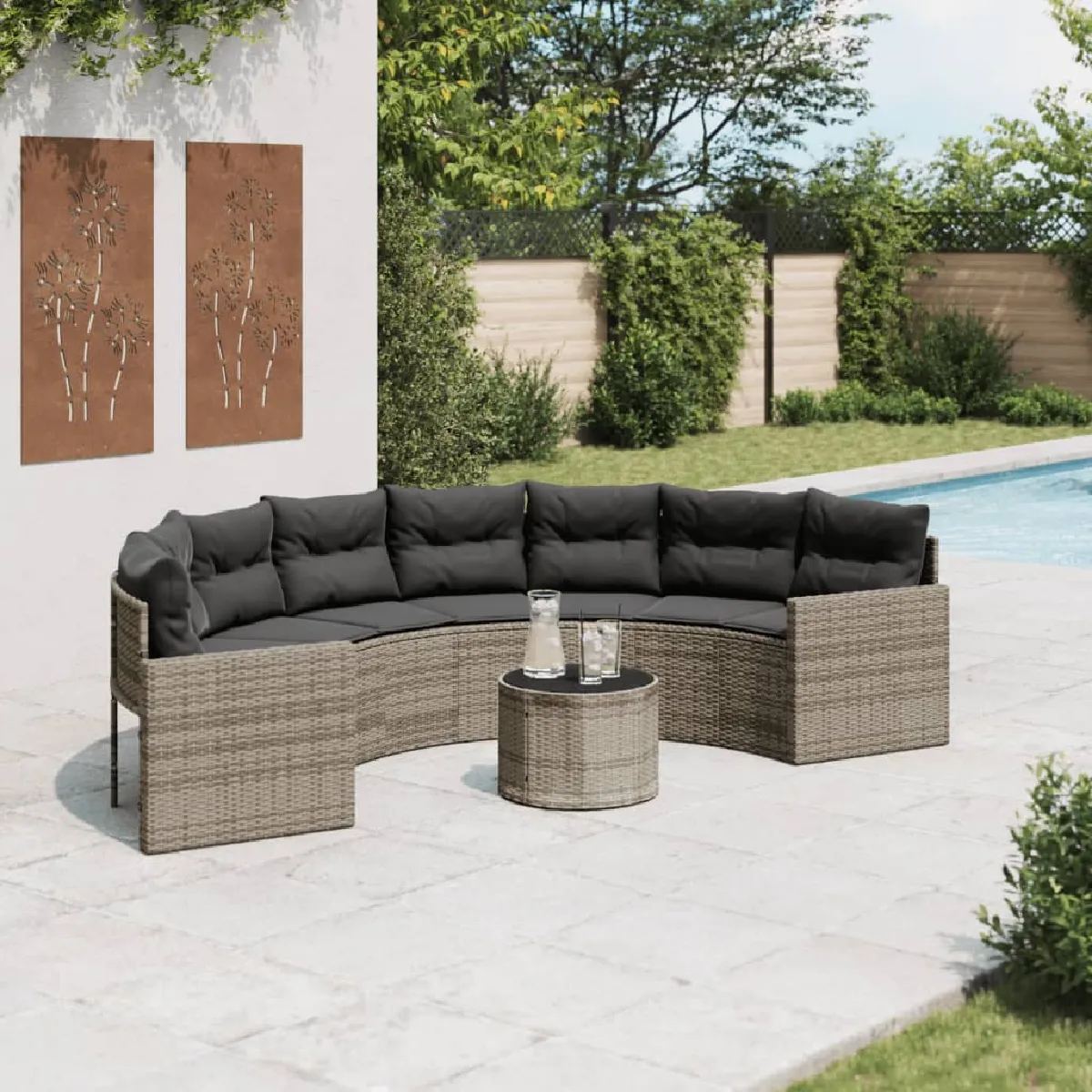 VidaXL Salon de jardin demi rond 2 pièces résine tressée - vue 3