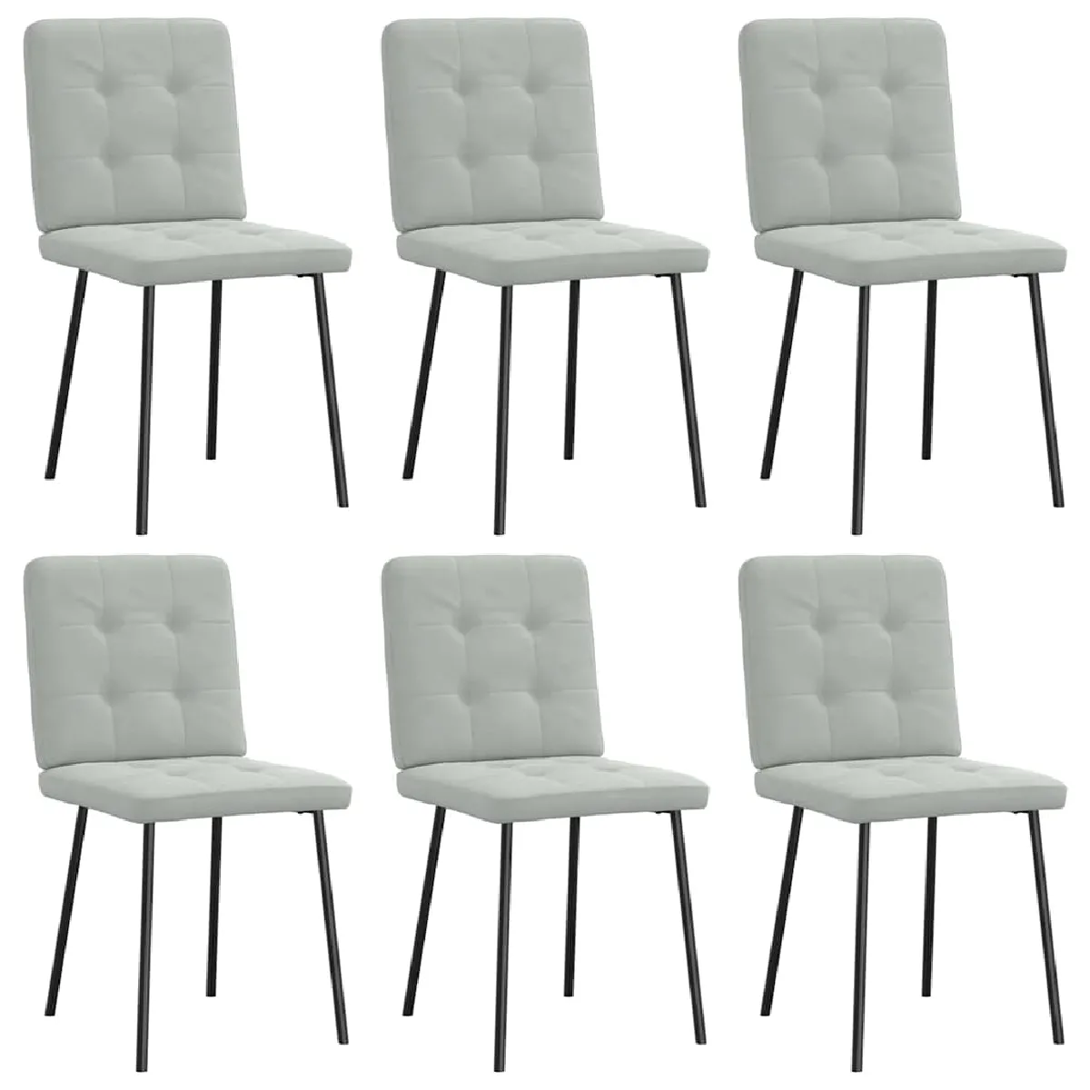 Vidaxl Gris/Clair Chaises À Manger - Lot De 6 - Velours