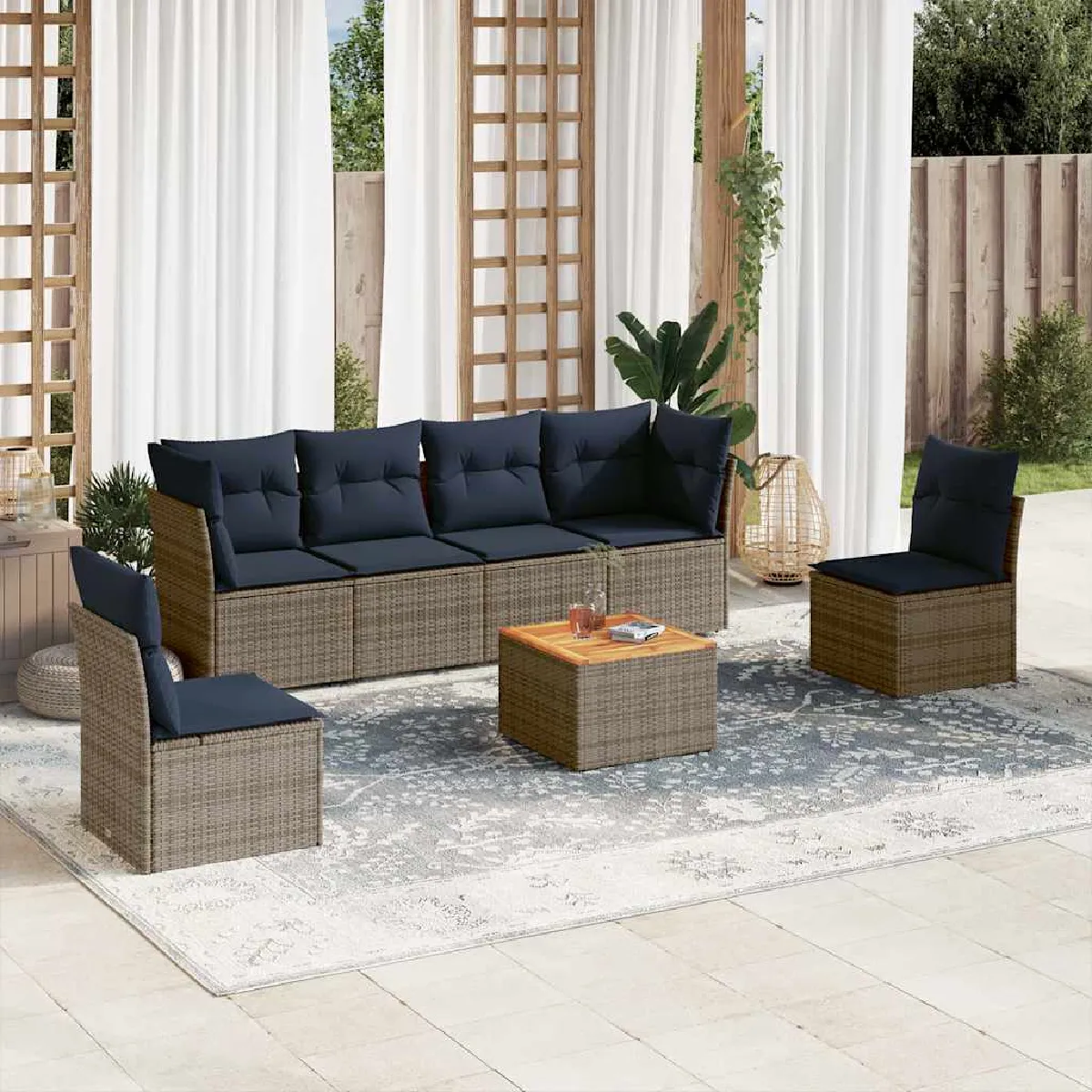 vidaXL Salon de jardin 7 pièces - vue 9