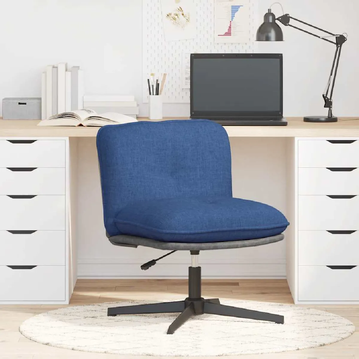 Vidaxl Bleu Chaise De Bureau Pivotante