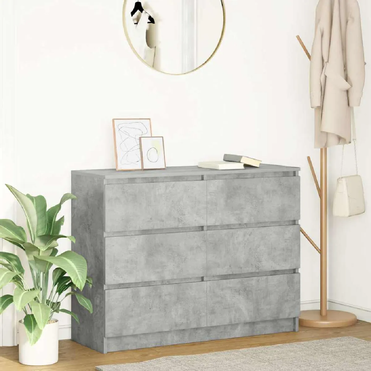 Non Communiqué Gris Buffet Béton 100X35x76 Cm Bois D Ingénierie - Image 3