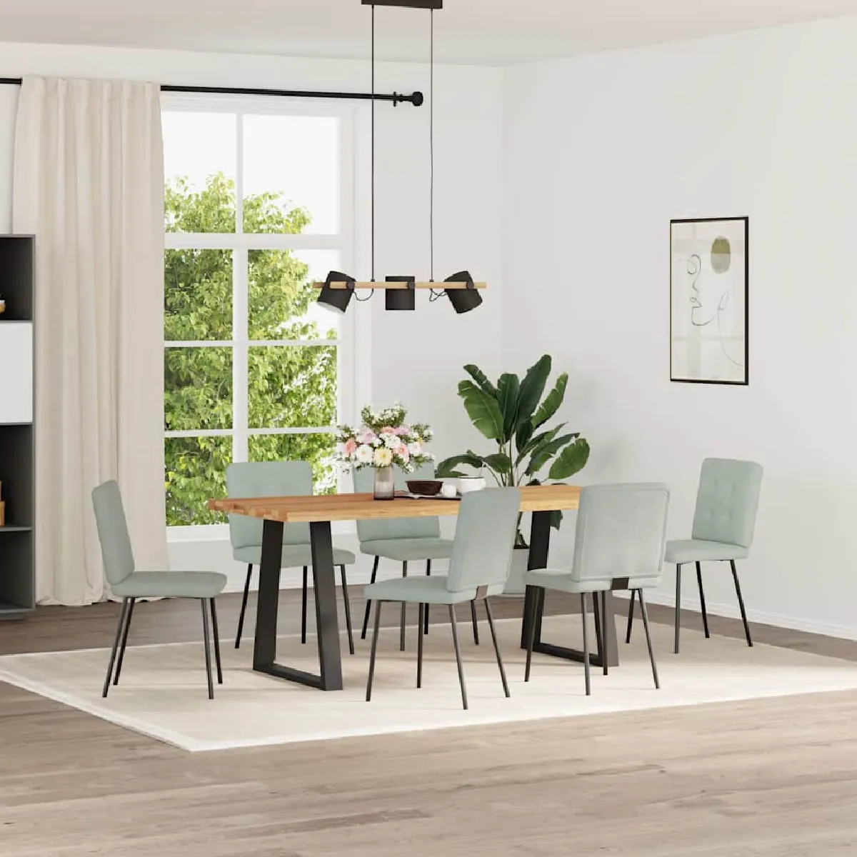 Vidaxl Gris/Clair Chaises À Manger - Lot De 6 - Velours