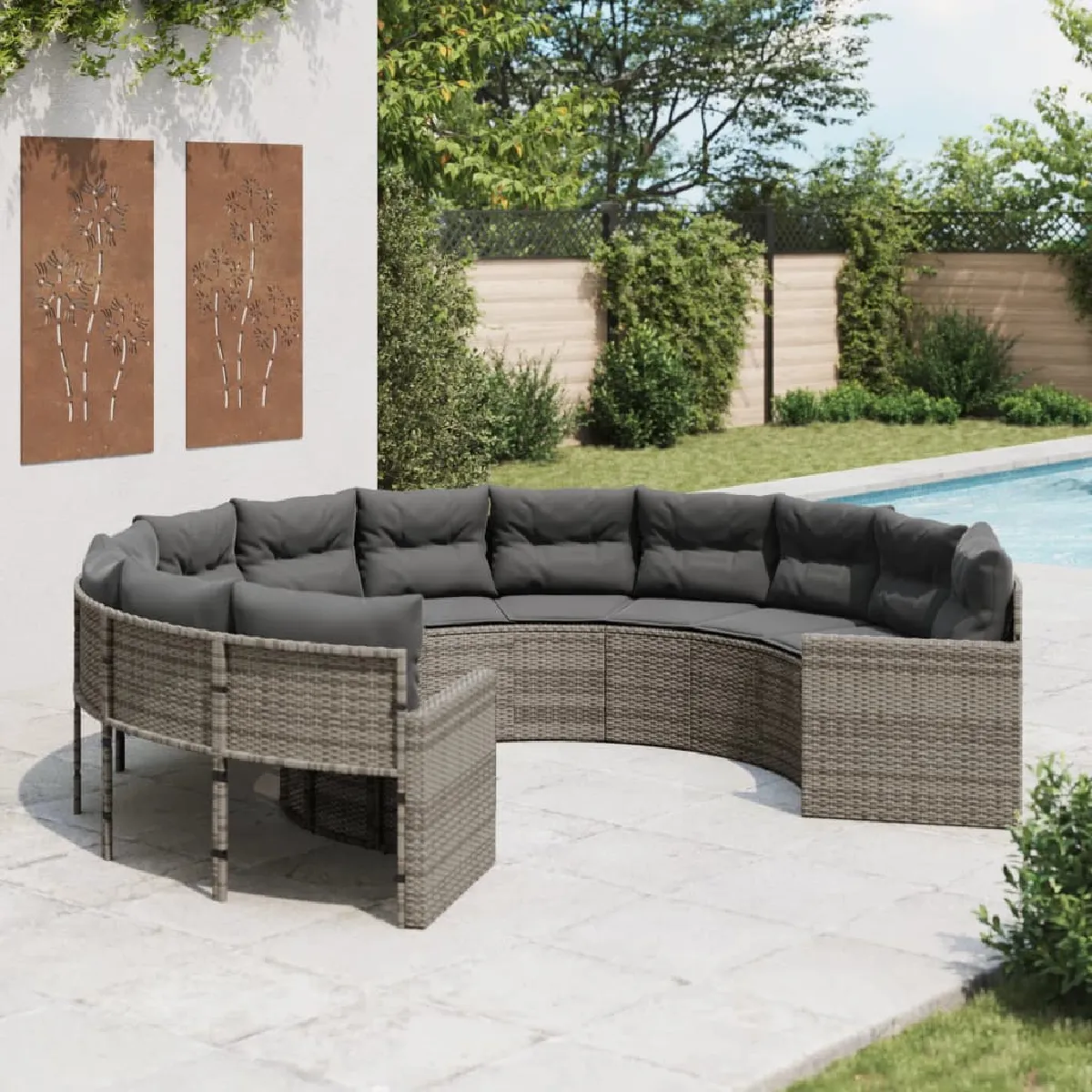 VIDAXL - Canapé de jardin - Résine tressée - Gris - Image 3