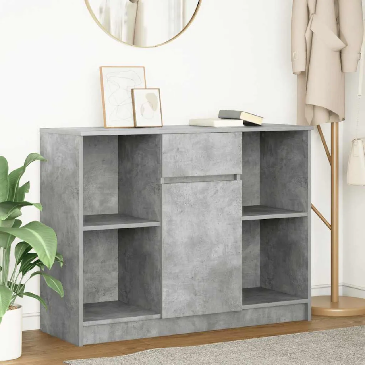 Vidaxl Buffet Avec Tiroir Gris Béton 101x35x76 cm