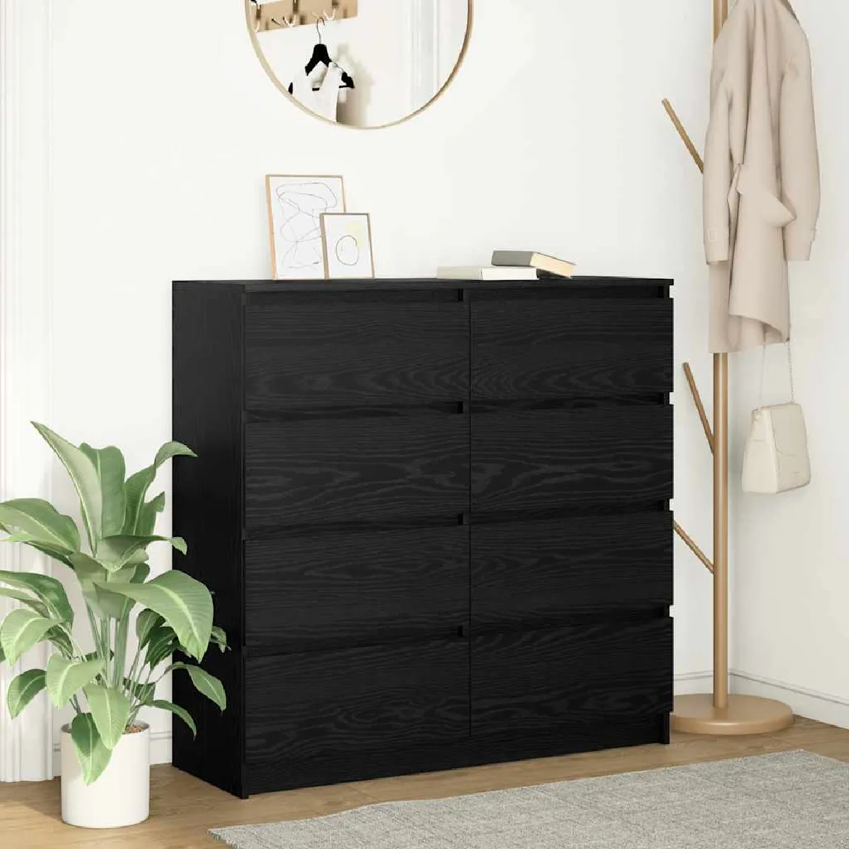 Vidaxl Noir Buffet Chêne 100X35x99 Cm Bois D Ingénierie - Image 3