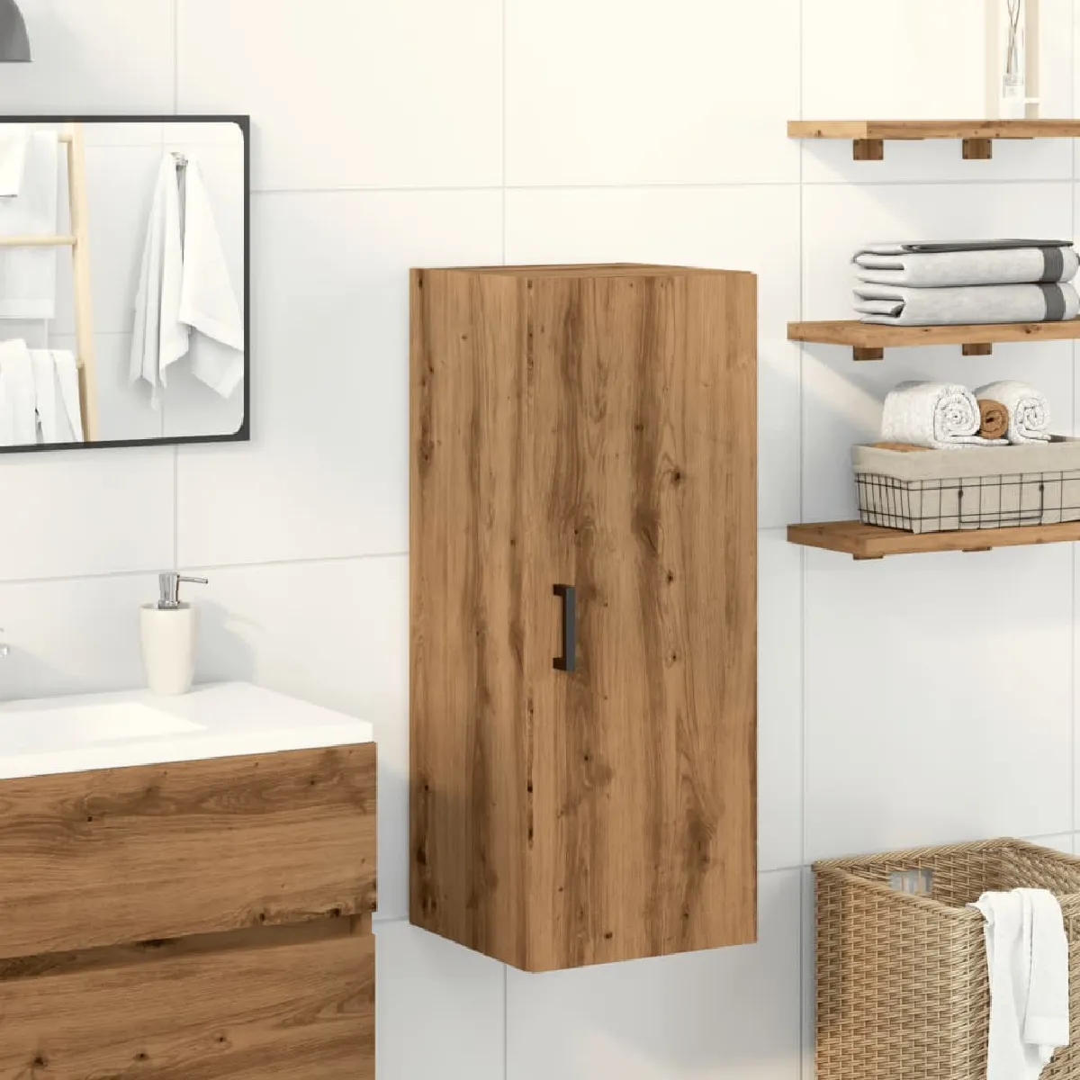 vidaXL Armoire murale chêne artisanal - vue 3
