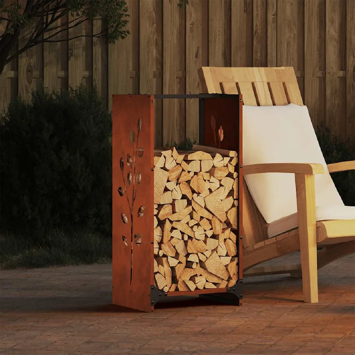 vidaXL Étagère à bois 40x30x80 cm Acier résistant - vue 2
