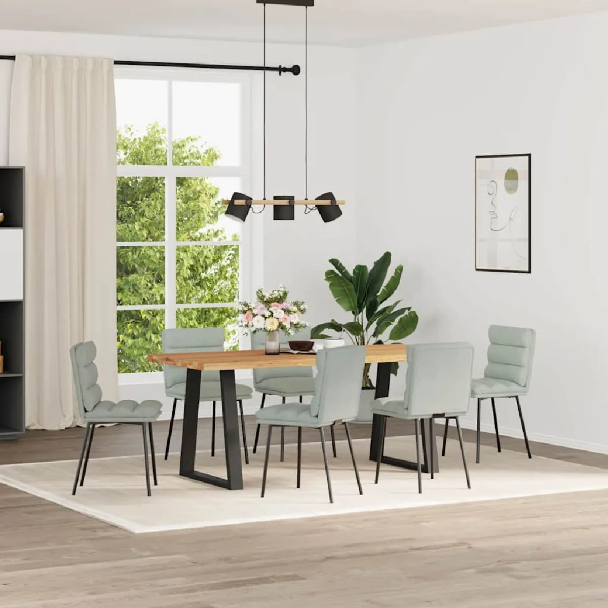 Vidaxl Gris/Clair Chaises À Manger Lot De 6 - Velours