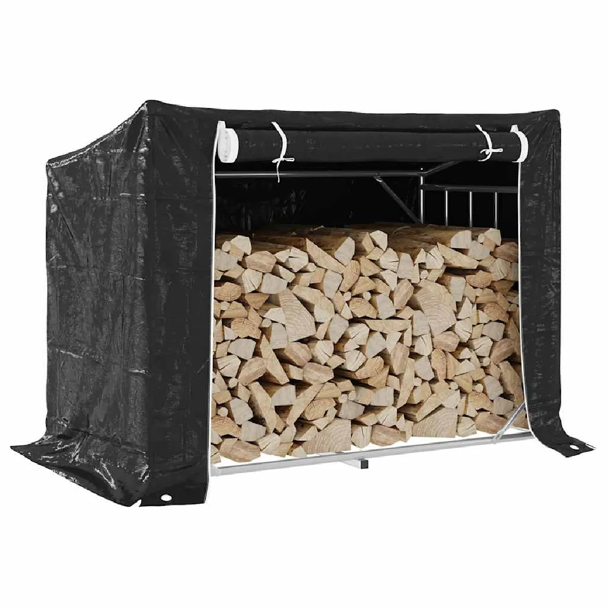 Vidaxl Portant bois de chauffage avec housse Acier galvanisé - vue 4