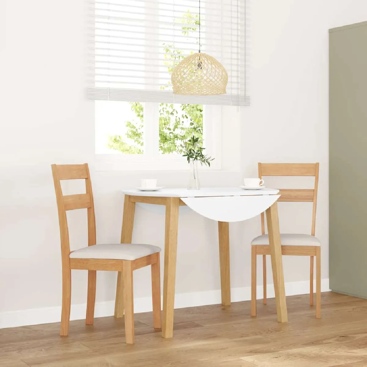 Vidaxl lot de 2 chaises de salle à manger coussins Naturel Bois massif caoutchouc - vue 2