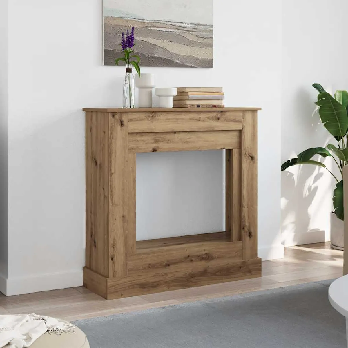 vidaXL Cadre de cheminée chêne artisanal - 90x30x90 cm