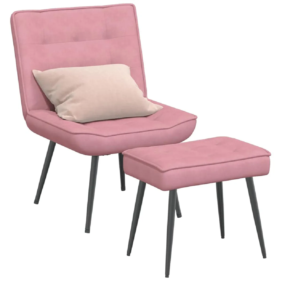 Vidaxl Rose Chaise De Relaxation Avec Tabouret Velours - Image 3