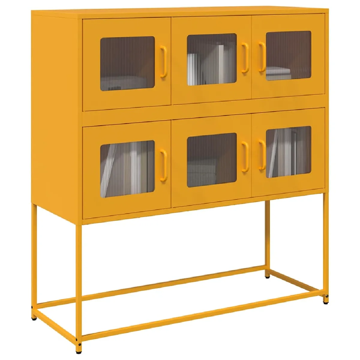 Non Communiqué Jaune Vidaxl Buffet Moutarde 100,5X39x107 Cm Acier Laminé À Froid 853425 - Image 3