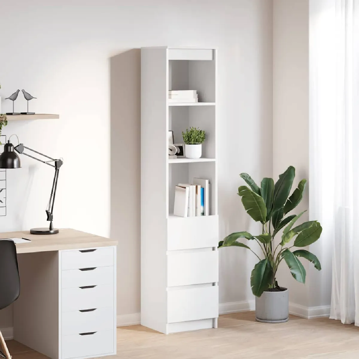 VIDAXL - Buffet Haut - 37,5x35x180 cm - Blanc - Image 2