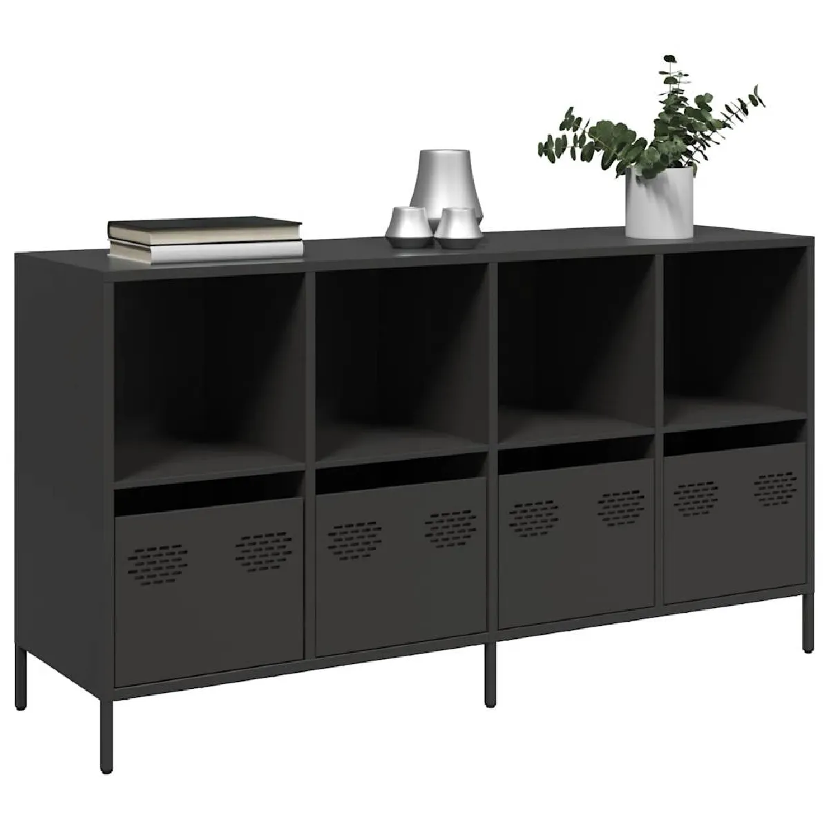Vidaxl Buffet noir 135x39x73,5 cm acier laminé à froid