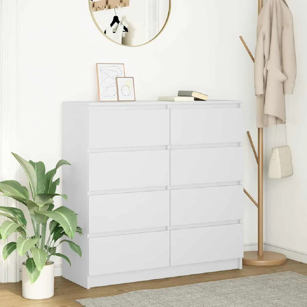 Non Communiqué Blanc Buffet 100X35x99 Cm Bois D Ingénierie - Image 3