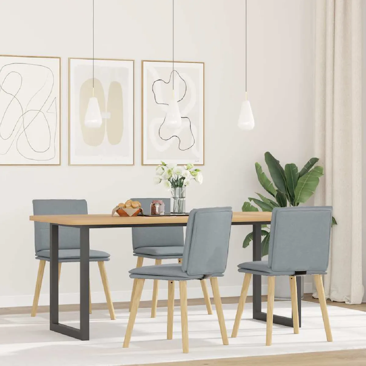 vidaXL - Chaises d'intérieur - Gris - H. 86 cm - Lot de 4 - Image 2