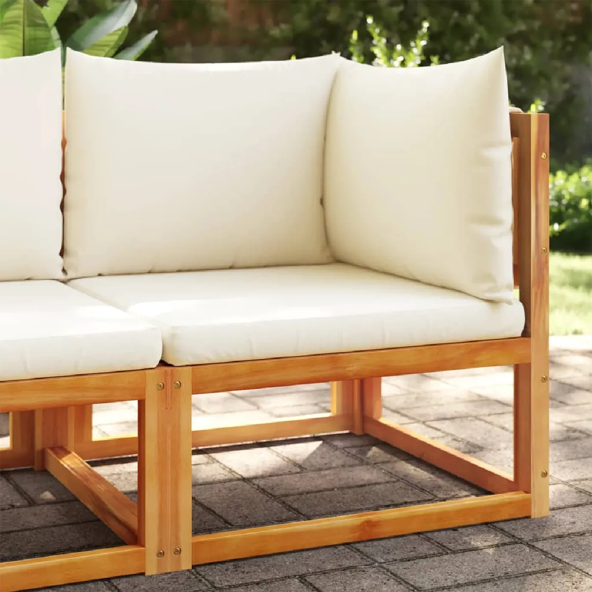 vidaXL Canapé d'Angle de Jardin avec Coussins - Bois d'Acacia